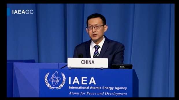 中国国家原子能机构副主任刘敬在大会上发言