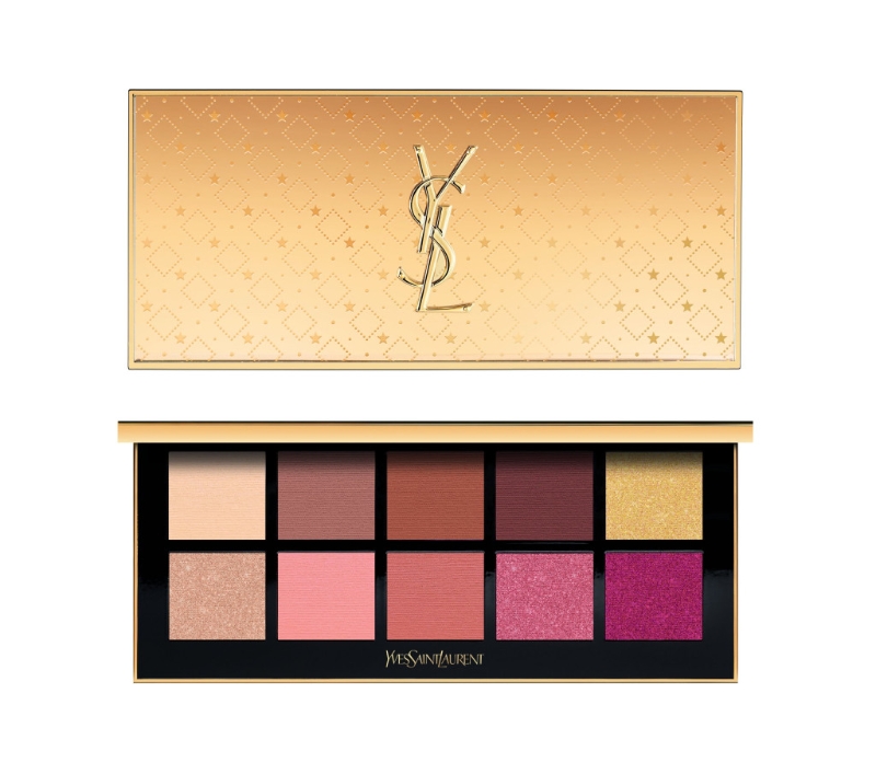 YSL Beauty节日限量版Eye & Face Palette彩妆盘彩妆盒/$850，包罗不同深浅红调，一盒打造红粉菲菲的派对妆。