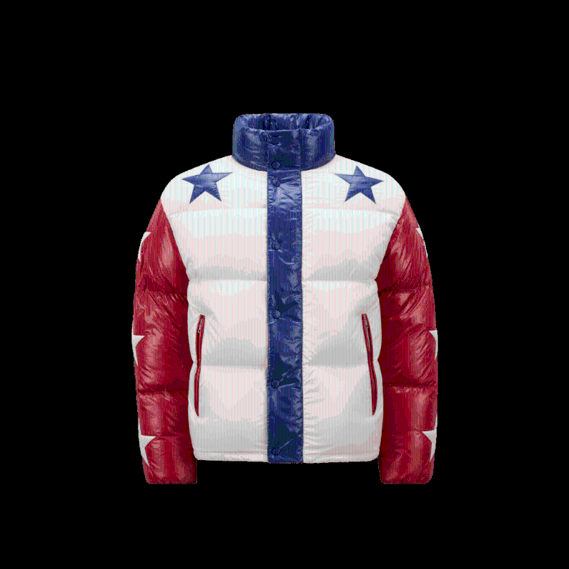 Ullman男女款短身紅拼藍及白色冬季羽絨外套/$26,300/8 Moncler Palm Angels。