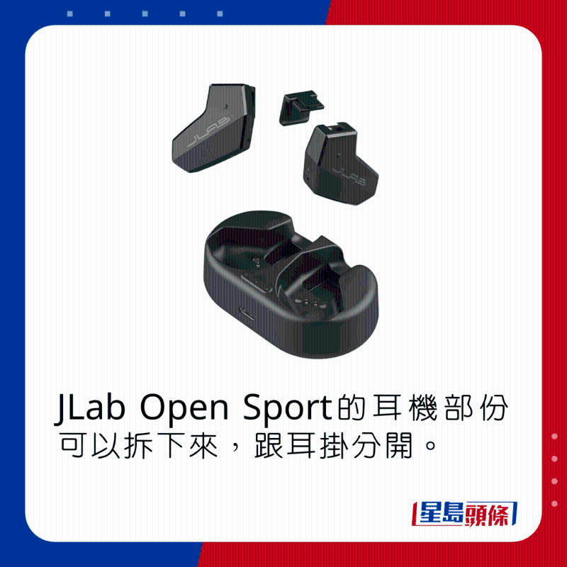JLab Open Sport的耳機部份可以拆下來，跟耳掛分開。