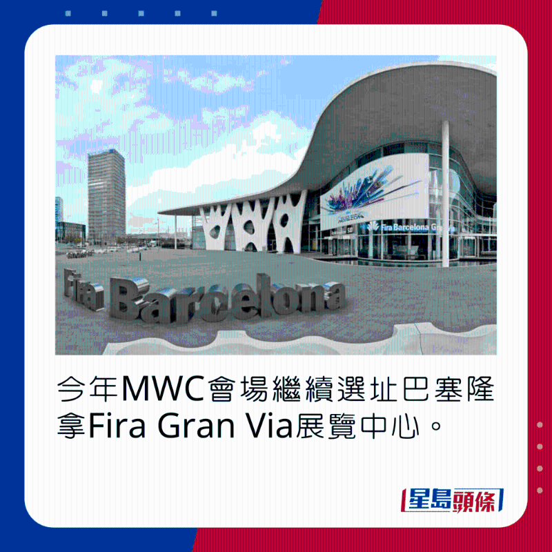 今年MWC會場繼續選址巴塞隆拿Fira Gran Via展覽中心。