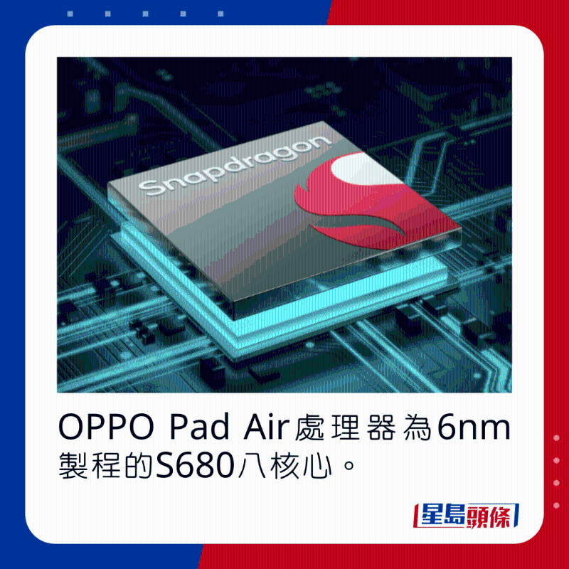 OPPO Pad Air处理器为6nm制程的S680八核心。