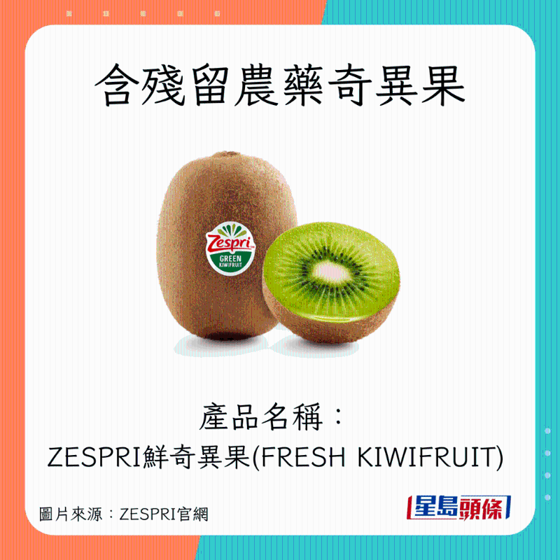 含残留农药奇异果产品名称：ZESPRI鲜奇异果(FRESH KIWIFRUIT)