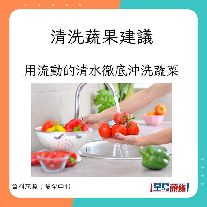 本港食安中心建议清洗蔬菜的方法。