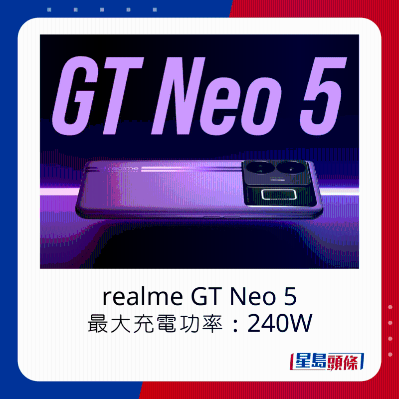 realme GT Neo 5最大充电功率240W。