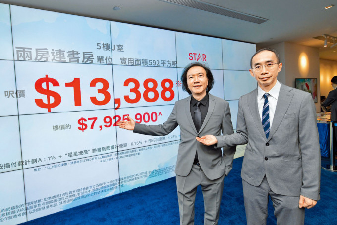 星星地产陈文辉（左）表示，雨后首批定价克制，加推有加价空间。 旁为廖汉威。