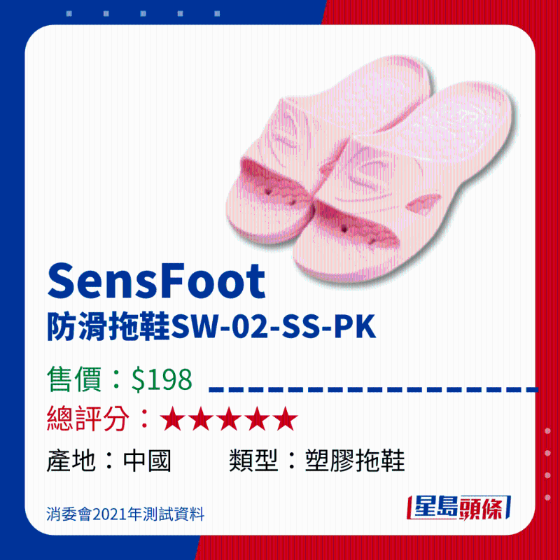 SensFoot 防滑拖鞋SW-02-SS-PK