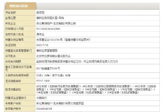 长实集团位于北京的豪宅项目“御翠园”开盘