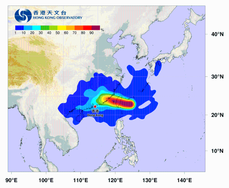 苏拉集结在海口之西北约150公里，预料向西南缓慢移动，横过北部湾一带并继续减弱。