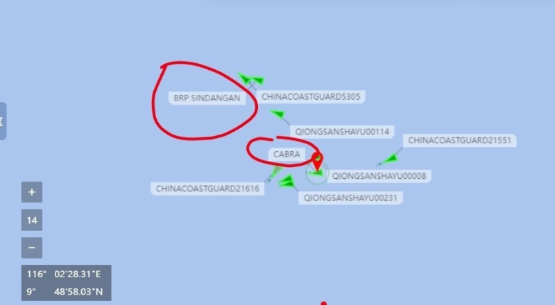 菲律宾“卡布拉号”和“斯丹岗号”被中国船只包围。