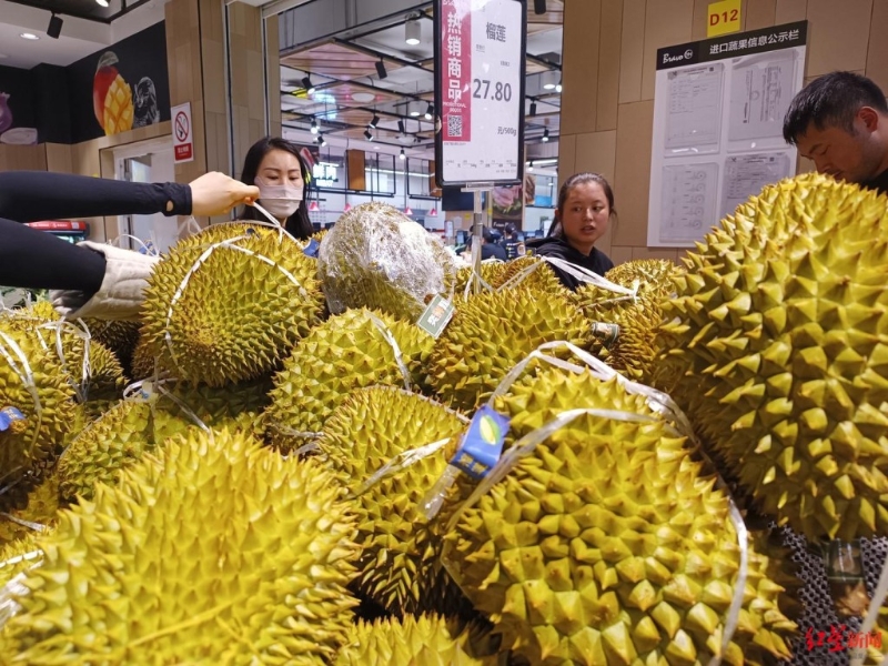 榴莲在中国的消量近年大幅增加。