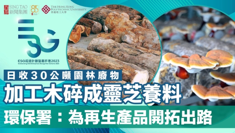 ESG认证嘉许，日收30公吨园林废物，加工木碎成灵芝养料，环保署：为再生产品开拓出路