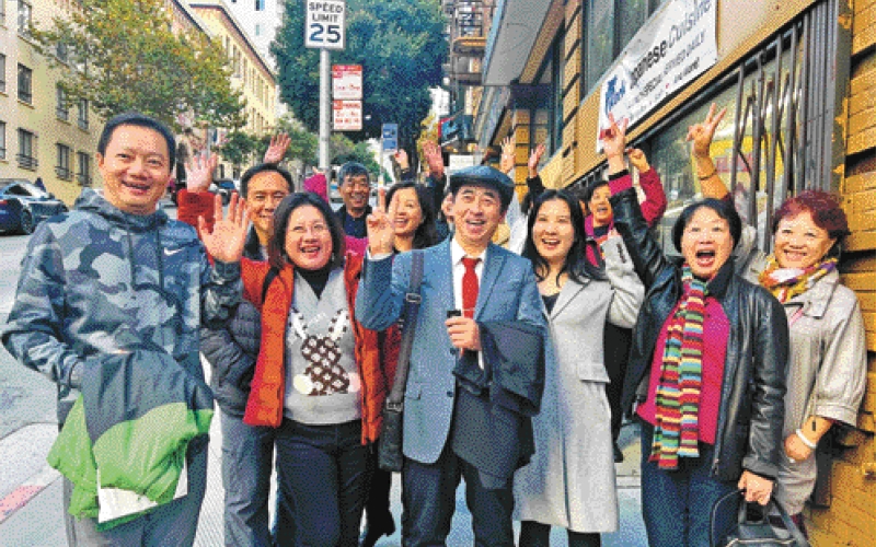 芝加哥华联会及华人艺术团到访三藩市华埠，准备参与迎接习近平主席