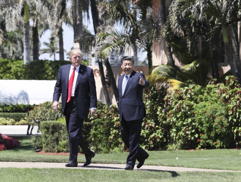 2017年4月7日习近平同特朗普举行中美元首第二场正式会晤。 新华社