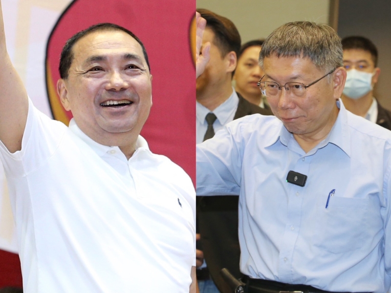 图为国民党2024候选人侯友宜（左）、民众党2024候选人柯文哲（右）。