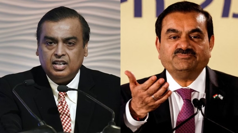 印度信实集团董事长安巴尼（左）取代同样来自印度的富豪、有“印度煤王”之称的阿达尼（Gautam Adani），重返亚洲首富宝座。