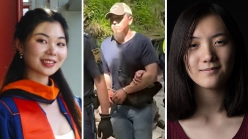 （左起）德国新天鹅堡命案女死者Eva Liu、凶手博林及案中伤者Kelsey Chang。