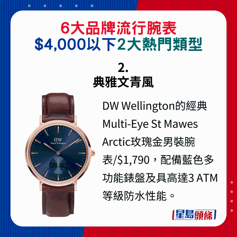 2. 典雅文青风：DW Wellington的经典Multi-Eye St Mawes Arctic