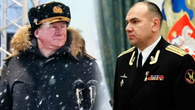 俄罗斯海军总司令传由叶夫梅诺夫（左）换成莫伊谢伊夫。