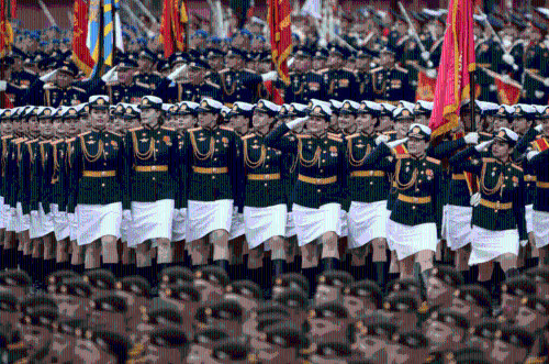 俄女兵阅兵仪式