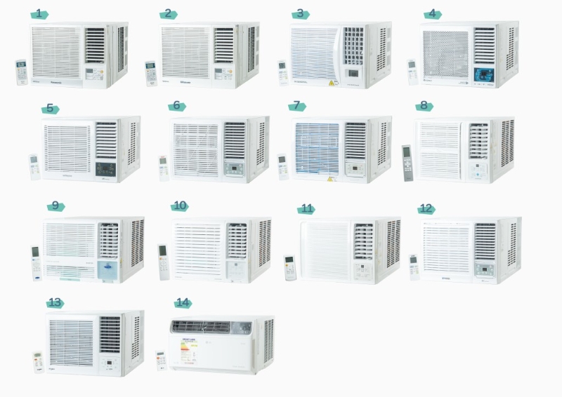 消费者委员会测试市面上14款“1匹”净冷型变频式窗口冷气机。消委会图片