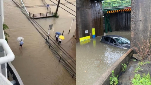 日本多地受暴雨影响。