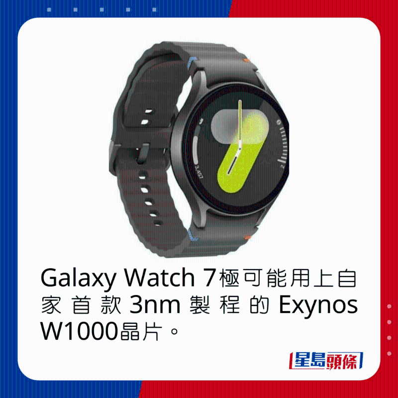 Galaxy Watch 7极可能用上自家首款3nm制程的Exynos W1000芯片。