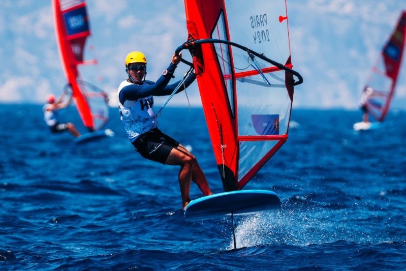 巴黎奥运滑浪风帆赛事，郑清然最终在预赛总排名13。 World Sailing 图片