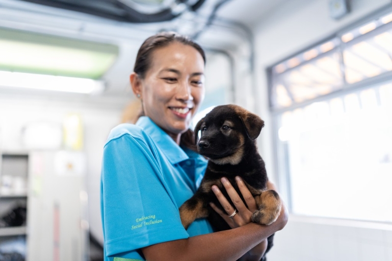 惩教署警卫犬队队员中，热爱狗只至想每天都想与狗只相处的程度很常见。刘骏轩摄