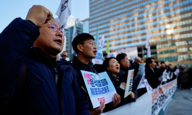 韩国民众不满尹锡悦。路透社